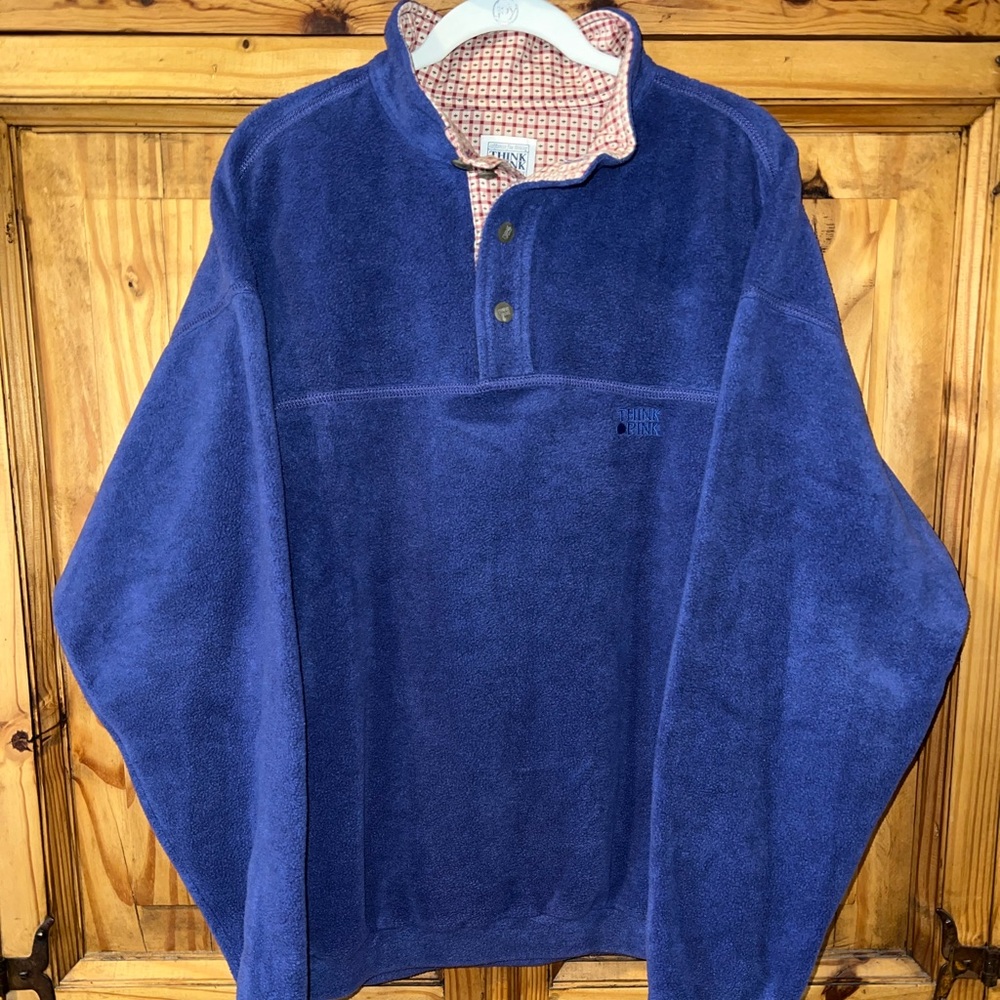 Think Pink vintage pullover fleece jacket sweater. Awesome! SZ. XL. EUC